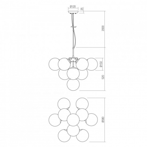 LUSTRA METAL NEGRU GLOB FUMURIU 10X28W E14 GLOB [1]