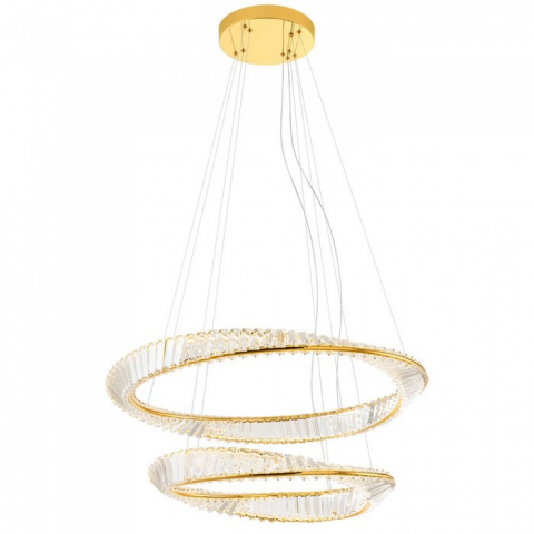 CANDELABRE CRISTAL & PENDULE - LUSTRA OBLIGE LED 85W 3000K D600+800MM AUR