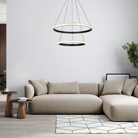 CANDELABRE CRISTAL & PENDULE - PENDUL GRETE LED NEGRU/ALB 1X60 7150LM