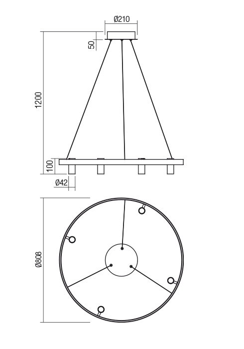PENDUL LED SUMMIT 1X44W+16W AUR D800 [1]