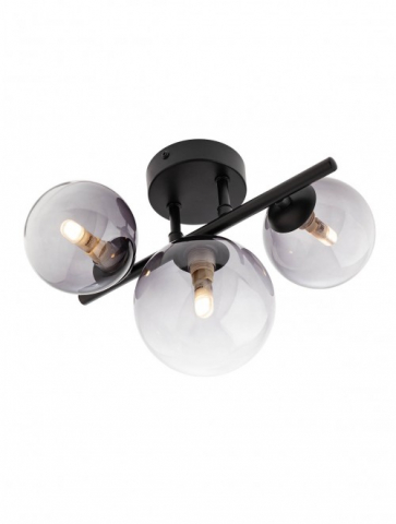 ■ ILUMINAT DE INTERIOR - PLAFONIERA ASTRA NEAGRA GLOB FUMURIU 3X8W G9