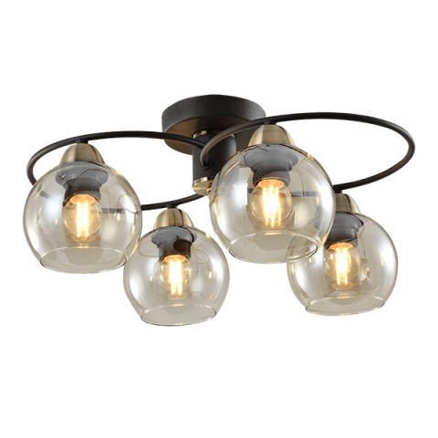 ■ ILUMINAT DE INTERIOR - PLAFONIERA  JAY 4XE27 NEGRU/BRONZ