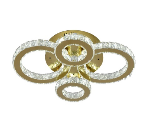 PLAFONIERE CRISTAL - PLAFONIERA LED CRISTAL 4 CERCURI - AURIU 104W(52W+52W)