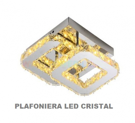 PLAFONIERE CU LED - APLICA LED CRISTAL LJ. CH PATRAT 2X24W