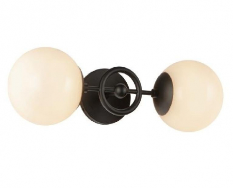 ■ ILUMINAT DE INTERIOR - PLAFONIERA NEGRU CU GLOB ALB 2XE27