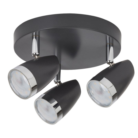 ■ CORPURI DE ILUMINAT - PLAFONIERA KAREN 6514 CU SPOTURI ANTRACIT CROM LED 12W D210MM