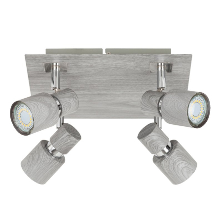 ■ CORPURI DE ILUMINAT - PLAFONIERA MERKUR 6128 CU SPOTURI ARGINTIU ALB GU10 4 50W 250X250MM