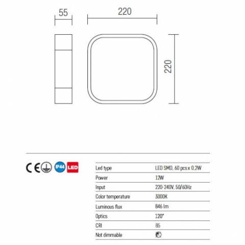 PLAFONIERA SCREEN CROM 1X14W 3000K [1]