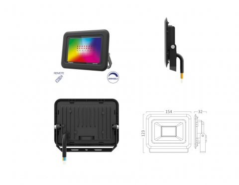 ■  ILUMINAT DE EXTERIOR - PROIECTOR LED 30W SMD RGB DIM+ IP65 NEGRU
