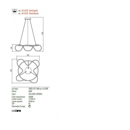 SUSPENSIE  CORRAL 01-2112  60W, 6180 lumeni, alb cald [1]