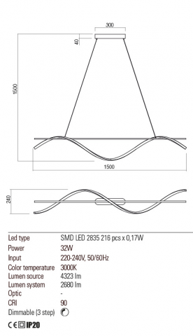 Suspensie Savage  LED 1x40W 3000K [1]