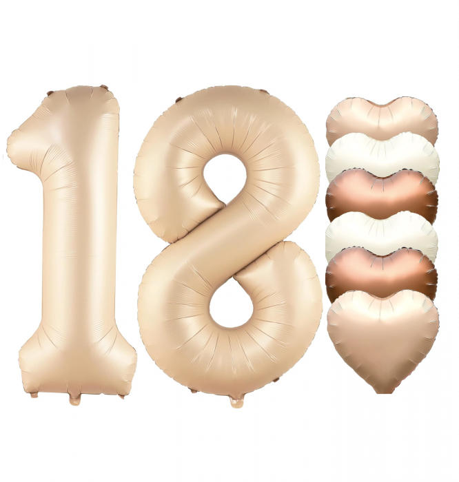 Set baloane majorat Neutrals, cifrele 18 + 6 inimi folie [1]