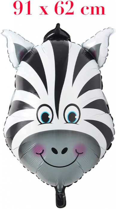 Balon folie cap de Zebra, animale jungla, 91x62cm [2]