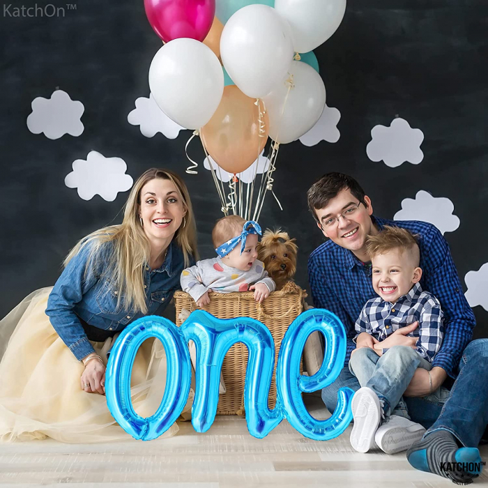 Balon Folie "One" Scris cursiv, 66x37cm, Albastru [2]