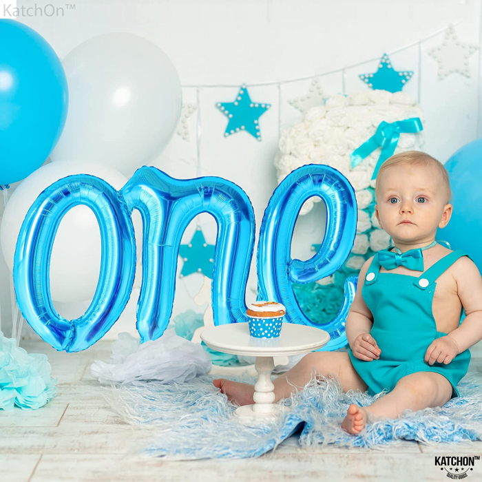 Balon Folie "One" Scris cursiv, 66x37cm, Albastru [4]