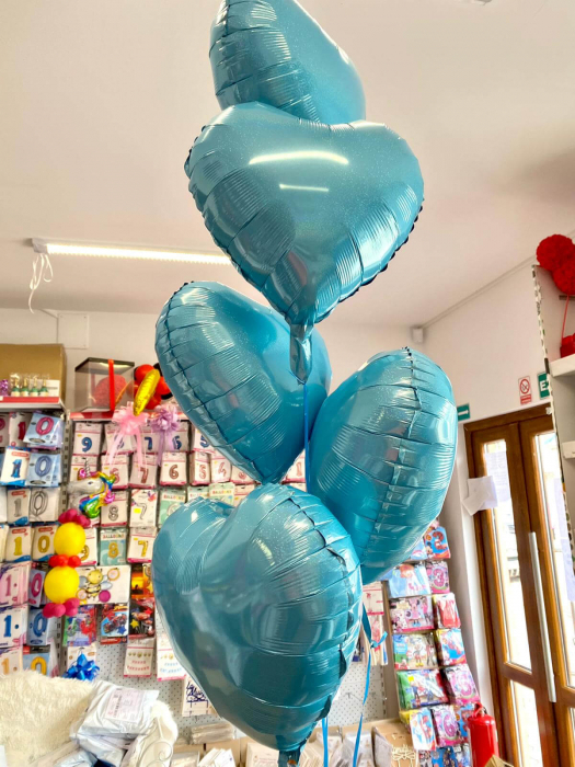 Set 10 baloane inima folie, culoare albastru, 45cm diametru [4]