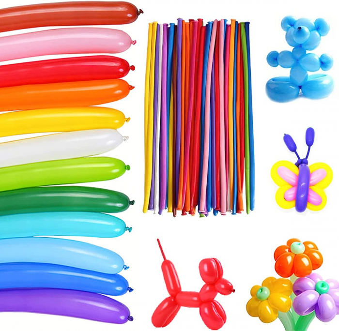 Set 100 baloane de modelaj multicolore din latex, lungime 152cm [1]