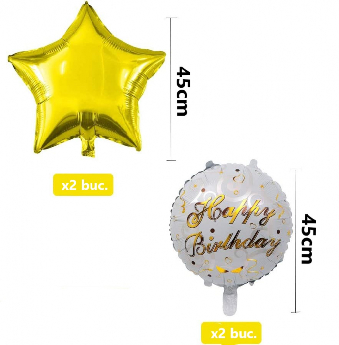 Set 7 baloane folie aniversare 80 ani, figurina sticla de sampanie 90cm si baloane cifre folie aurii [2]