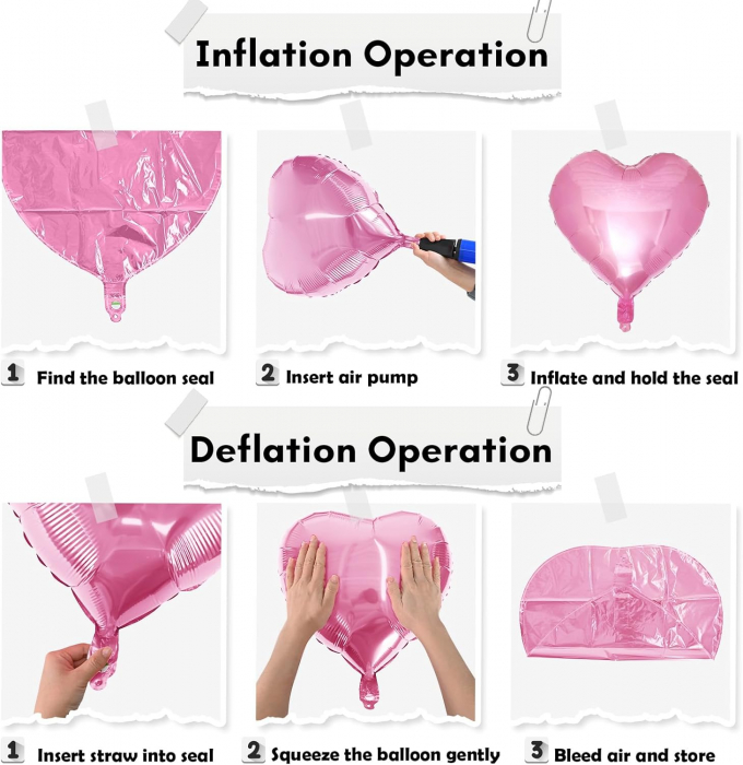 Set 9 baloane inima folie 45cm, roz, fuchsia si mov, Valentine's Day [3]