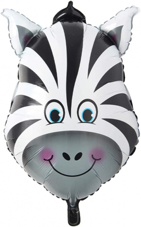Prima zi de Școală - Balon folie cap de Zebra, animale jungla, 91x62cm