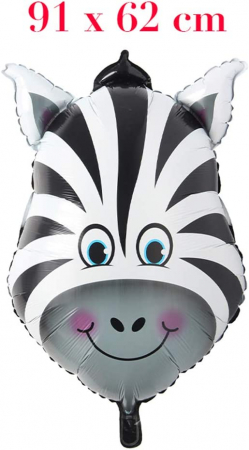 Balon folie cap de Zebra, animale jungla, 91x62cm [1]
