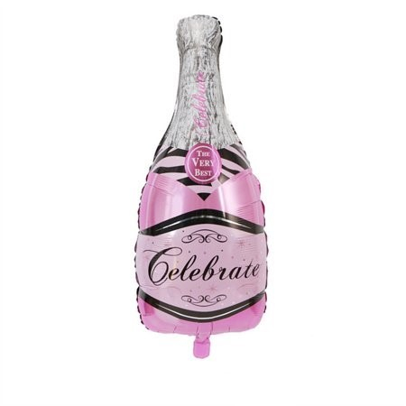 Nuntă - Balon folie figurina sticla de sampanie, 90 cm, culoare fucsia