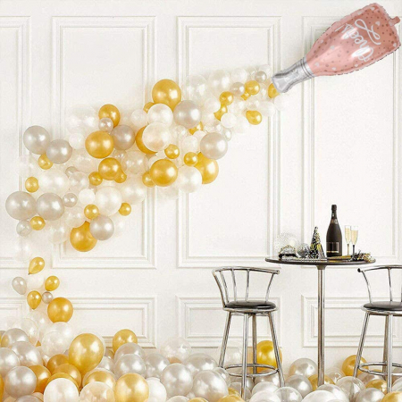 Balon folie figurina sticla de sampanie Cheers, 90 cm, culoare rose gold [3]