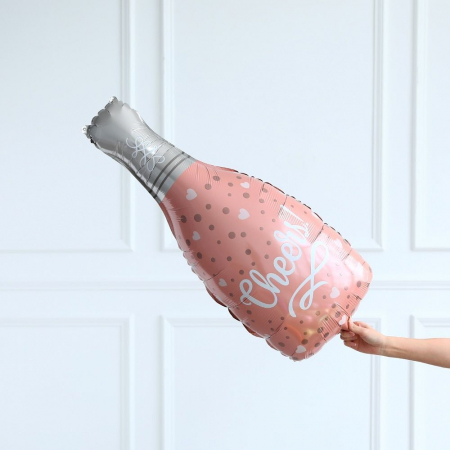 Balon folie figurina sticla de sampanie Cheers, 90 cm, culoare rose gold [4]