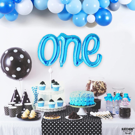 Balon Folie "One" Scris cursiv, 66x37cm, Albastru [2]