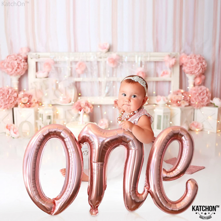 Balon Folie "One" Scris cursiv, 66x37cm, Rose Gold [2]