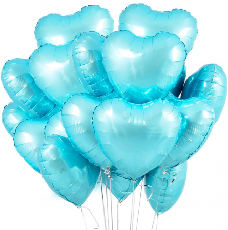 Ziua Copilului - Set 10 baloane inima folie, culoare albastru, 45cm diametru