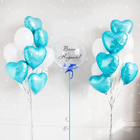 Set 10 baloane inima folie, culoare albastru, 45cm diametru [6]