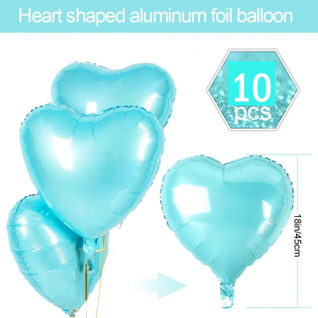 Set 10 baloane inima folie, culoare albastru, 45cm diametru [2]