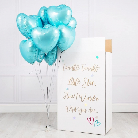 Set 10 baloane inima folie, culoare albastru, 45cm diametru [4]