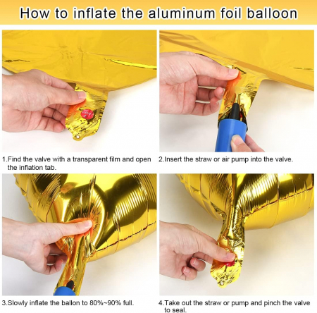 Set 10 baloane inima folie, culoare auriu metalizat, 45cm diametru [2]