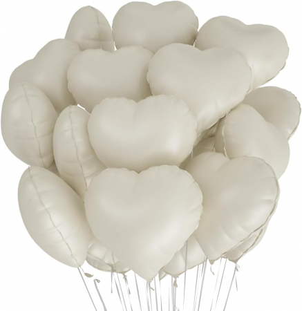 Nuntă - Set 10 baloane inima folie, culoare nude ivoir, 45cm diametru