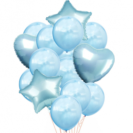 Prima zi de Școală - Set 11 baloane latex si folie, 45cm, buchet baloane culoare albastru