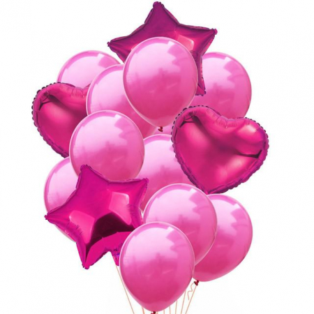 Ziua Copilului - Set 11 baloane latex si folie, 45cm, buchet baloane culoare roz