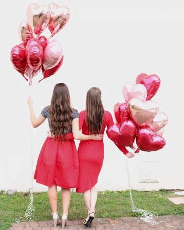 Set 9 baloane inima folie cu heliu, 45cm, 3 inimi mov, 3 inimi roz, 3 inimi fuchsia [3]