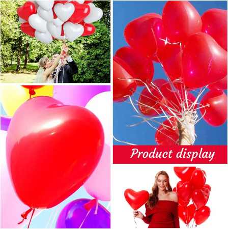 Set 25 baloane inima din latex, culoare rosu, 25cm [1]