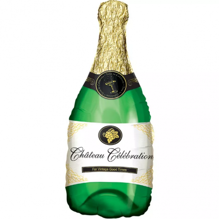 Set 5 baloane folie aniversare adulti, figurina sticla de Sampanie 90cm si baloane folie Happy Birthday [1]