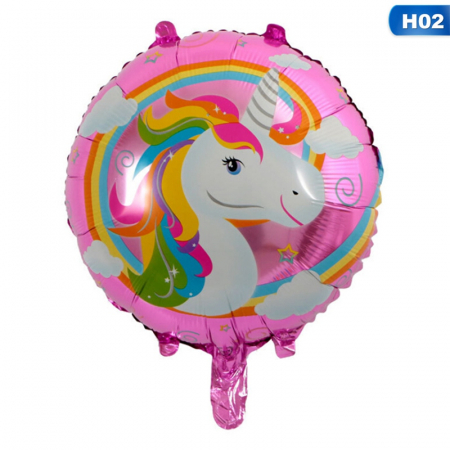 Set 5 baloane folie aniversare copii, figurina Unicorn 90cm si baloane folie inima roz [2]