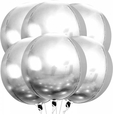 Prima zi de Școală - Set 6 baloane Sfera 4D Orbz, 55cm, argintiu