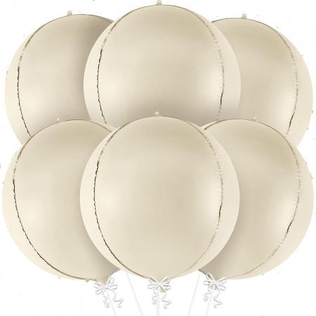 Forme speciale - Set 6 baloane Sfera 4D Orbz, 55cm, culoare bej