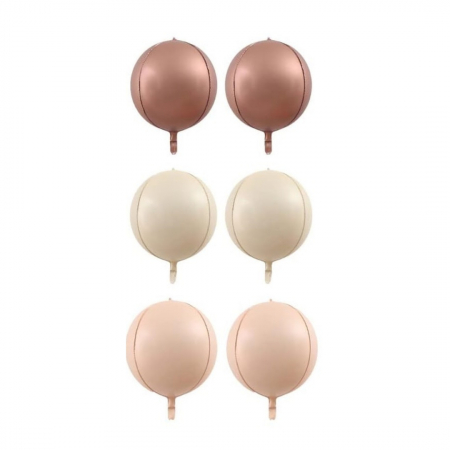 Prima zi de Școală - Set 6 baloane Sfera 4D Orbz, 55cm, mix culori nude boho