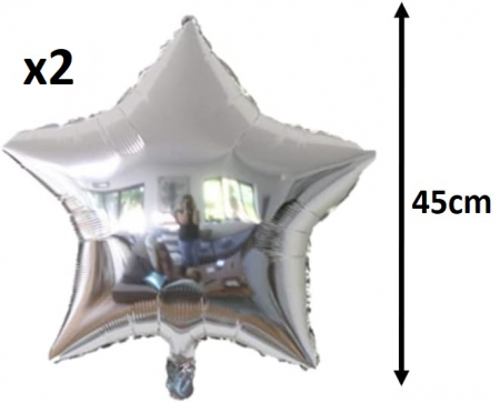 Set 6 baloane stea folie, 45cm, Buchet stelute culoare argintiu, bleu, albastru [8]