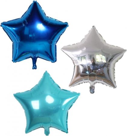 Set 6 baloane stea folie, 45cm, Buchet stelute culoare argintiu, bleu, albastru [5]