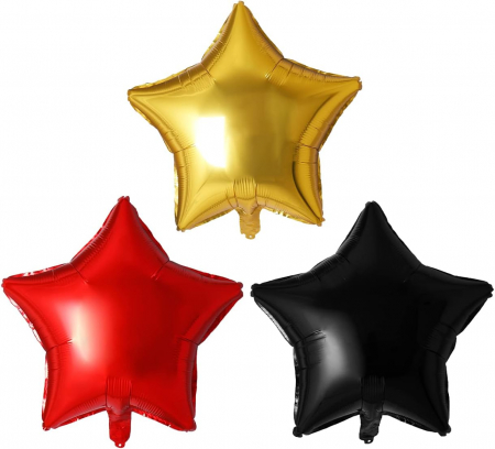 Set 6 baloane stea folie, 45cm, Buchet stelute culoare auriu, negru, rosu [2]