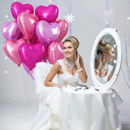 Set 9 baloane inima folie 45cm, roz, fuchsia si mov, Valentine's Day [4]