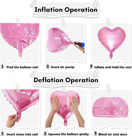 Set 9 baloane inima folie 45cm, roz, fuchsia si mov, Valentine's Day [2]